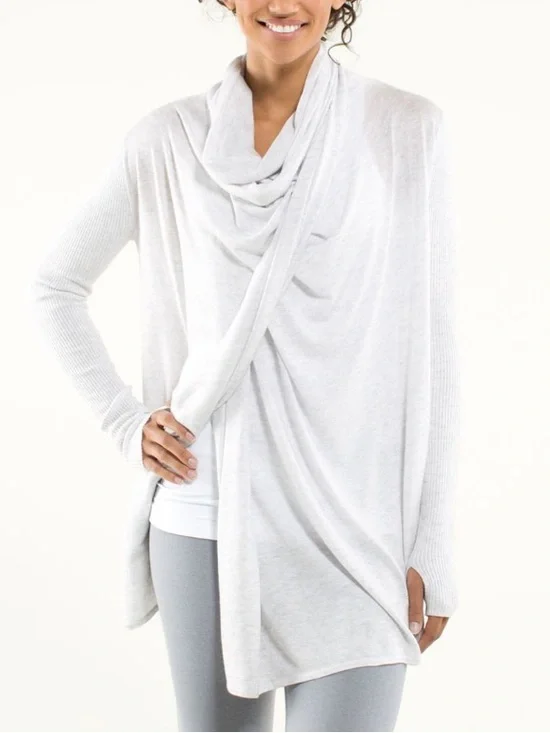 Lululemon Universal Wrap knit sweater cardigan Heathered White size 10 - Picture 1 of 8